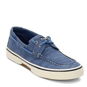 Sperry Top-Sider Boat Shoes Mens‎ SZ 12 Laces Canvas Baja Blue Preppy HTF